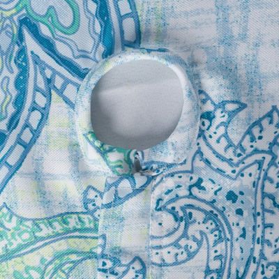 Image showing  Blue Watercolor Paisley Print Round Outdoor Tablecloth with Zipper, 60 in., Fits Tables That Seat 4-8