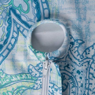 Image showing 7 th DII Blue Watercolor Paisley Print Round Outdoor Tablecloth with Zipper, 60 in., Fits Tables That Seat 4-8