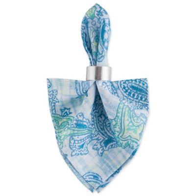 Image showing  Blue Watercolor Paisley Print Outdoor Napkin, Set of 6