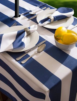 Image showing  Cabana Striped Round Outdoor Tablecloth with Zipper