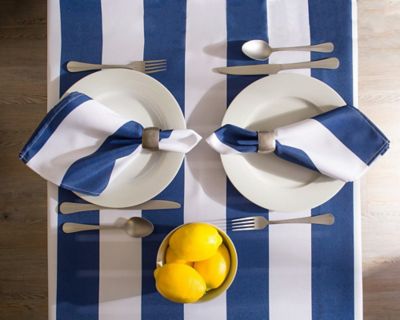 Image showing  Cabana Striped Round Outdoor Tablecloth