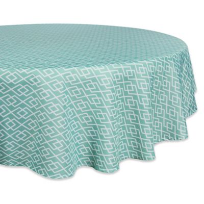 Zingz & Thingz Aqua Diamond Round Outdoor Tablecloth, 60 in.