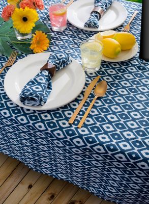 Image showing  Ikat Outdoor Tablecloth with Zipper, 60 in. x 120 in.