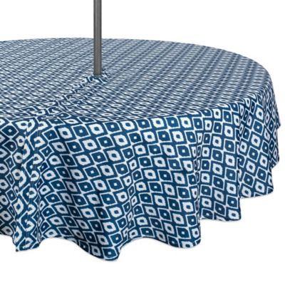 Image showing  Ikat Round Outdoor Tablecloth with Zipper, 60 in.