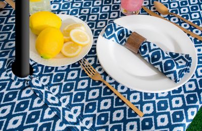 Image showing  Ikat Outdoor Tablecloth with Zipper, 60 in. x 120 in.
