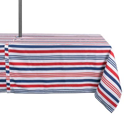 Zingz & Thingz Patriotic Striped Outdoor Tablecloth with Zipper, 60 in. x 84 in.