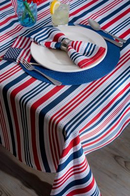 Image showing  Patriotic Striped Outdoor Tablecloth with Zipper, 60 in. x 84 in.