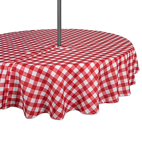 Zingz & Thingz Checkered Round Outdoor Tablecloth with Zipper, 60 in., Polyester
