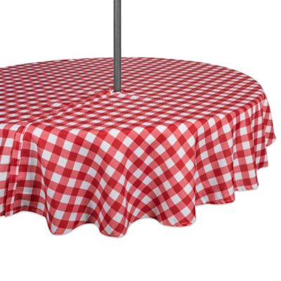 Image showing  Checkered Round Outdoor Tablecloth with Zipper, 60 in., Polyester