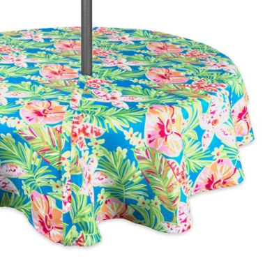 Image showing  Summer Floral Round Outdoor Tablecloth with Zipper