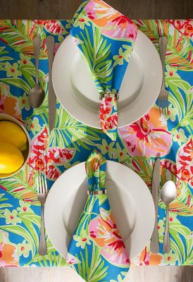 Image showing  Summer Floral Round Outdoor Tablecloth with Zipper
