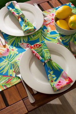 Image showing 8 th DII Summer Floral Print Outdoor Napkins, 6 pc.