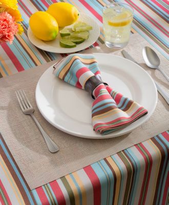 Image showing 7 th DII Summer Striped Outdoor Tablecloth, 60 in. x 84 in.