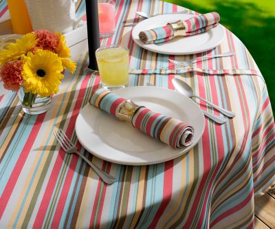 Image showing 5 th DII Summer Striped Round Outdoor Tablecloth with Zipper