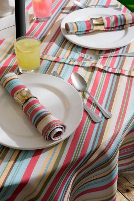 Image showing 8 th DII Summer Striped Round Outdoor Tablecloth with Zipper
