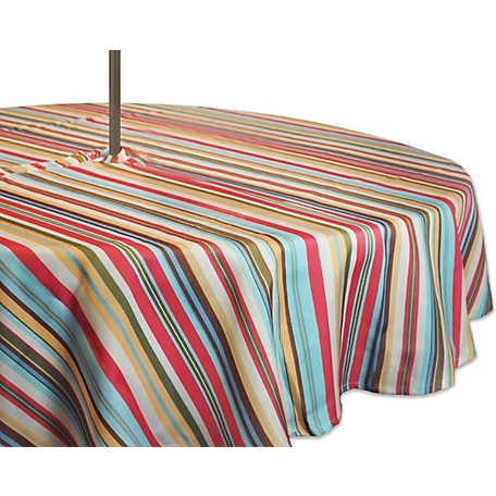 Zingz & Thingz Summer Striped Round Outdoor Tablecloth with Zipper