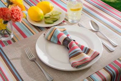 Image showing  Summer Striped Outdoor Cloth Napkin Set, 20 in. x 20 in., 6 pc.