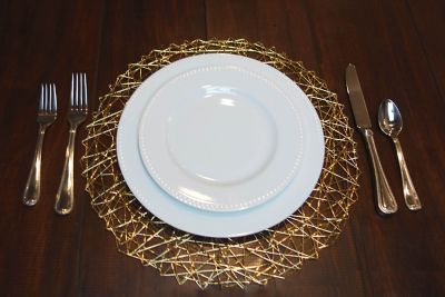 Image showing  Round Woven Paper Place Mats, 15 in., 6-Pack