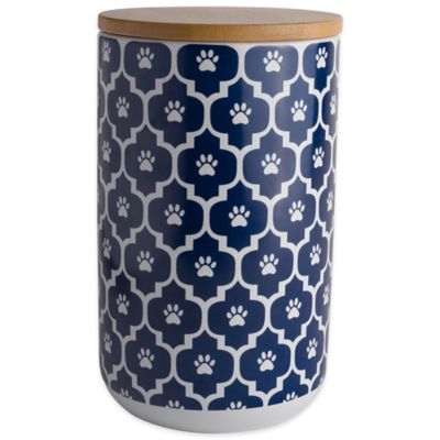 Image showing  6.5 in. Lattice Paw Print Ceramic Dog Treat Canister