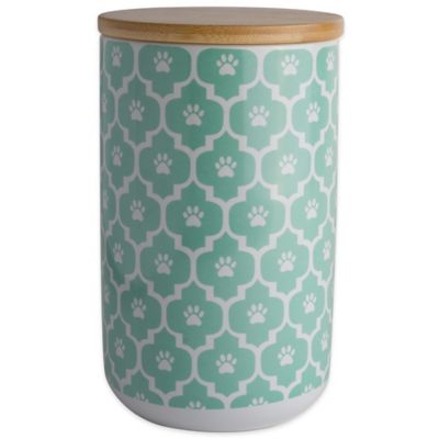 Zingz & Thingz Paw Lattice Print Ceramic Treat Canister, 4 in. Diameter x 6.5 in. H