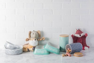 Image showing  6.5 in. Lattice Paw Print Ceramic Dog Treat Canister