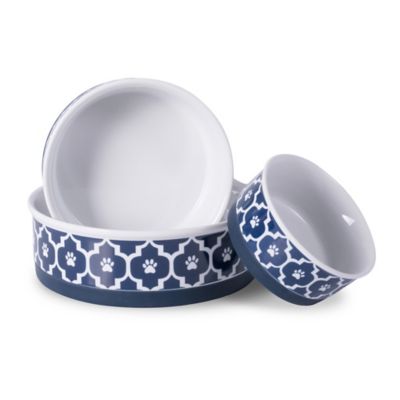 Image showing  Lattice Dishwasher Safe Porcelain Pet Bowl, 1-Pack