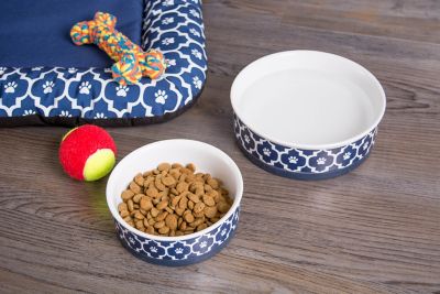 Image showing  Lattice Dishwasher Safe Porcelain Pet Bowl, 1-Pack