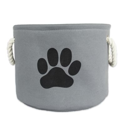 Zingz & Thingz Paw Taupe Round Polyester Pet Bin, 12 in. x 15 in. x 15 in.