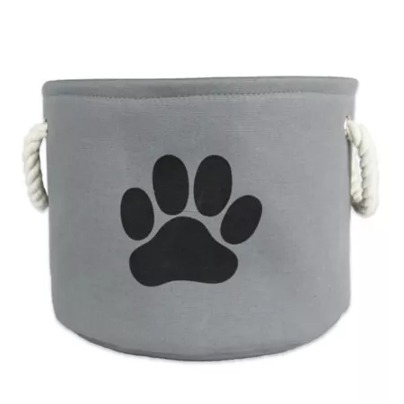 Zingz & Thingz Paw Round Polyester Pet Trash Can Taupe 12-in x 15-in x 15-in Storage Bins