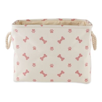 Image showing  Paw and Bone Rectangular Polyester Storage Bin, 14 in. x 8 in. x 9 in., Rose