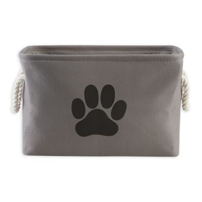 Image showing  Paw Rectangle Polyester Pet Bin, Gray, Small