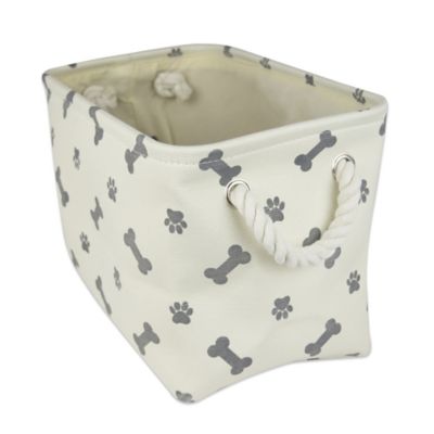 Bone Dry Paw and Bone Rectangle Polyester Storage Bin, 14 in. x 8 in. x 9 in., Gray