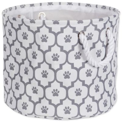 Zingz & Thingz Paw Lattice Round Polyester Pet Bin