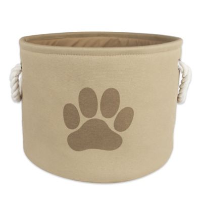 Bone Dry Paw Round Polyester Pet Bin, 12 in. x 15 in. x 15 in., Taupe