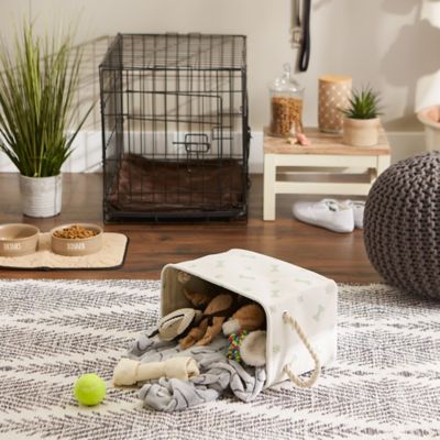 Image showing  Paw and Bone Rectangle Polyester Storage Bin, 14 in. x 8 in. x 9 in., Mint