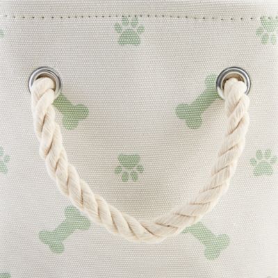 Image showing  Paw and Bone Rectangle Polyester Storage Bin, 14 in. x 8 in. x 9 in., Mint