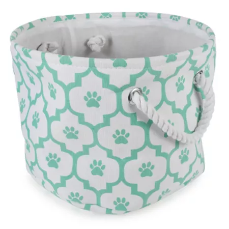 Zingz & Thingz Paw Lattice Round Polyester Pet Trash Can Storage Bins