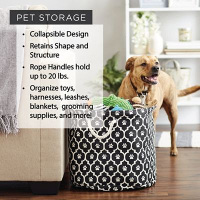 Image showing  Paw Lattice Round Polyester Pet Bin