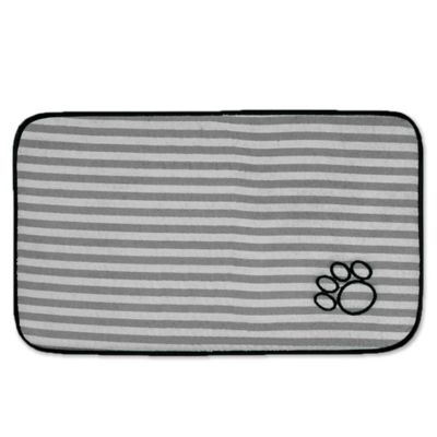 Bone Dry Striped Embroidered Paw Microfiber Pet Place Mat