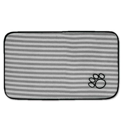 Zingz & Thingz Striped Embroidered Paw Pet Place Mat, Microfiber