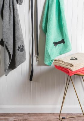 Image showing  Embroidered Bone Pet Towel, 44 in. x 27.5 in.
