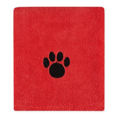 Bone Dry Embroidered Paw Pet Towel, 44 in. x 27.5 in., Red