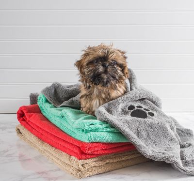 Image showing  Embroidered Pet Bath Towel, 44 in. x 27.5 in., Paw Print