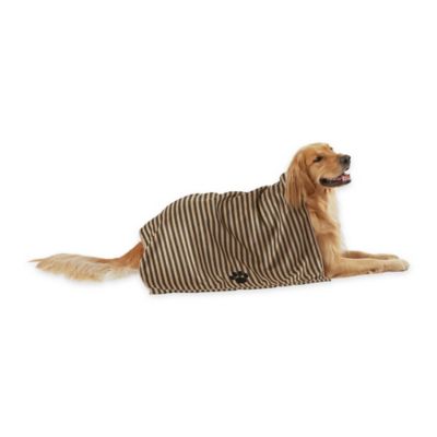 Image showing  Striped Embroidered Paw Pet Towel, 44 in. x 27.5 in., Brown