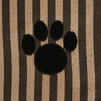 Image showing  Striped Embroidered Paw Pet Towel, 44 in. x 27.5 in., Brown