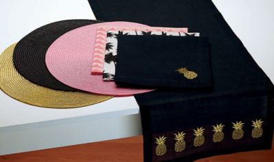 Image showing  Black Place Mat Set, 15 in. D, 6 pc.