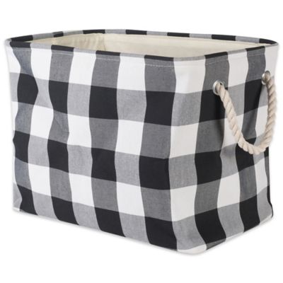 DII Buffalo Check Rectangle Polyester Bin, White / Black Large