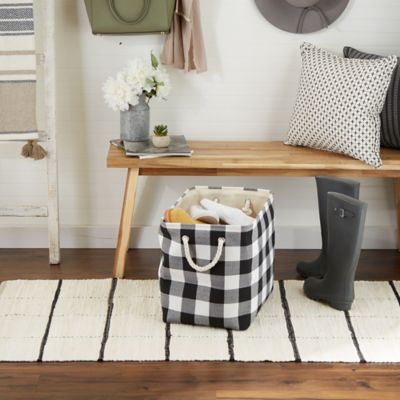 Image showing 1 th DII Buffalo Check Rectangle Polyester Bin, White / Black Large