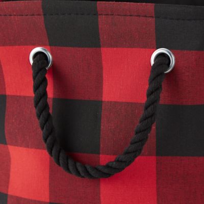 Image showing  Buffalo Check Round Polyester Bin, Red / Black Medium 12x15x15
