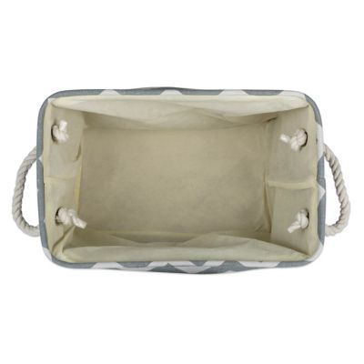 Image showing  Chevron Rectangle Polyester Storage Bin, Gray Medium 16x10x12 in.